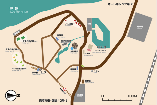 北海道豊富町, 兜沼(かぶとぬま)公園キャンプ場,兜沼オートキャンプ場,サイト種類,地図マップ場内案内図